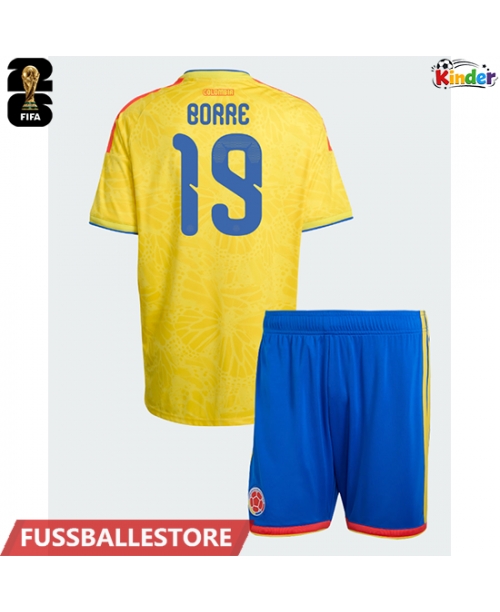 Günstige Kolumbien Rafael Santos Borre #19 Heimtrikotsatz Kinder WM 2026 Kurzarm (+ Kurze Hosen)